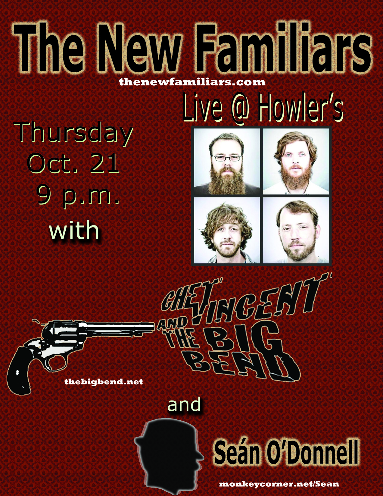 The New Familiars, Chet Vincent and the Big Bend, and Sean O'Donnell at Holwer's